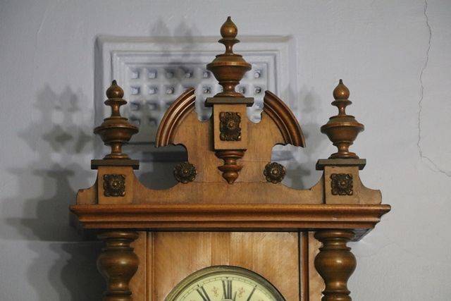 19th Century Walnut Double Weight Regulator Wall Clock Xxxx Antique Complex