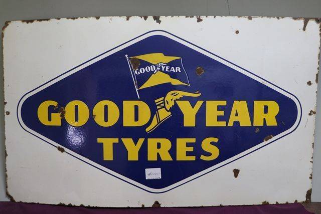 Goodyear Tyres Enamel Advertising Sign # 