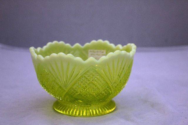 Victorian Uranium Vaseline Glass Bowl Xxxx Antique Complex