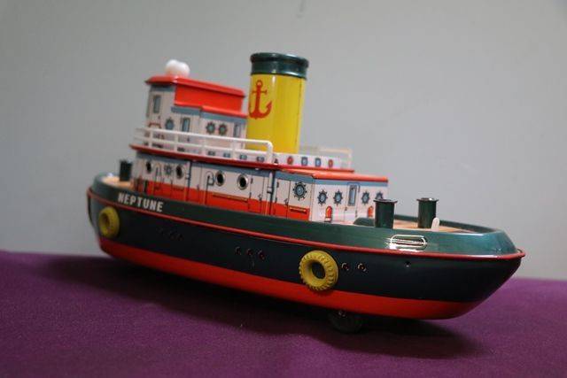 Battery Operated Modern Toys Japanese Tug Boat Neptune Tin Plate Xxxx 