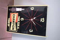 Original Vintage Black Champion Spark Plug Wall Clock. #