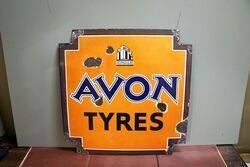 1930and39s Art Deco AVON Tyres Enamel Advertising Sign 