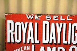 Antique Royal Daylight Lamp Oil Post Mount Enamel Sign 