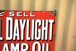 Antique Royal Daylight Lamp Oil Post Mount Enamel Sign 