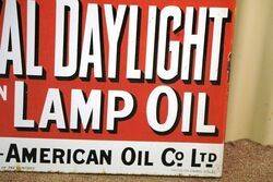 Antique Royal Daylight Lamp Oil Post Mount Enamel Sign 