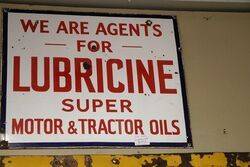 Lubricine Super Motor + Tractor Oils Agent Enamel Sign  