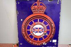 Early + Rare RAC Enamel Sign with Emblem to Both Sides 