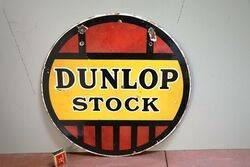 Vintage Dunlop Stock Circular Double Sided Enamel Sign #