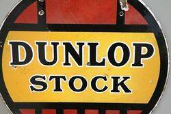 Vintage Dunlop Stock Circular Double Sided Enamel Sign 