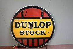 Vintage Dunlop Stock Circular Double Sided Enamel Sign 