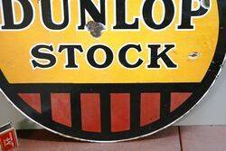 Vintage Dunlop Stock Circular Double Sided Enamel Sign 