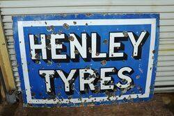 Large and Early Henley Tyres Enamel Advertising Sign 