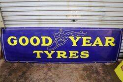 Large and Early Vintage Good Year Tyres Enamel Sign 