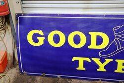 Large and Early Vintage Good Year Tyres Enamel Sign 