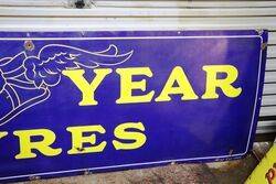 Large and Early Vintage Good Year Tyres Enamel Sign 