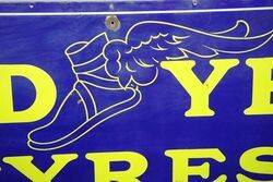 Large and Early Vintage Good Year Tyres Enamel Sign 