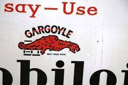 Early Vintage Gargoyle Mobiloil Over 600 Enamel Sign 