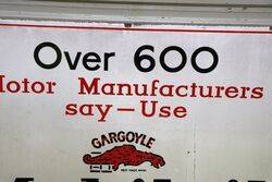 Early Vintage Gargoyle Mobiloil Over 600 Enamel Sign 