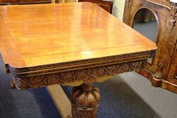 Early C20th English Oak Drawleaf Extension Table 