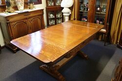 Early C20th English Oak Drawleaf Extension Table 