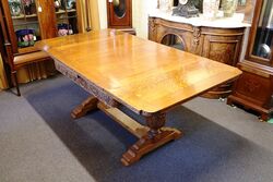 Early C20th English Oak Drawleaf Extension Table 