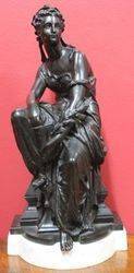 Classical Bronze Figure of a Woman in Seated Position, #