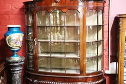 Antique Mahogany Bow Front Single Door Display Cabinet 