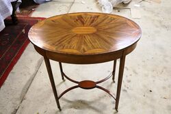 Antique Mahogany & Satinwood Oval Occasional Table. #