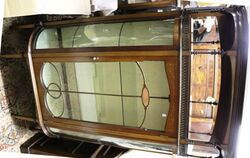 Antique Match Pair of Mahogany Inlaid Display Cabinets, #