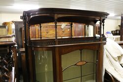 Antique Match Pair of Mahogany Inlaid Display Cabinets 