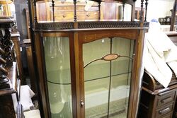 Antique Match Pair of Mahogany Inlaid Display Cabinets 