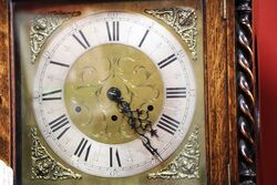 Early C20th Oak Long Case Clock Brass Square Dial 