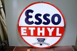 Genuine Vintage ESSO ETHYL Double Sided Enamel Sign 