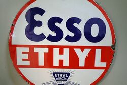 Genuine Vintage ESSO ETHYL Double Sided Enamel Sign 