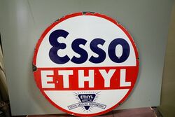 Genuine Vintage ESSO ETHYL Double Sided Enamel Sign 