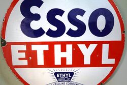 Genuine Vintage ESSO ETHYL Double Sided Enamel Sign 