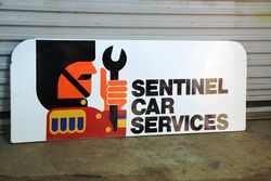 Original Vintage Shell Sentinel Car Service Enamel Sign. #