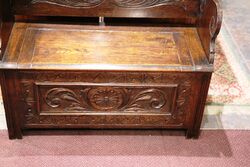 Early C20th English Oak 2 Seater Monks Bench  