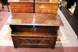 Early C20th English Oak 2 Seater Monks Bench  