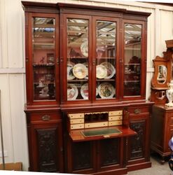 Antique Mahogany Breakfront 4 Door Secretaire Bookcase