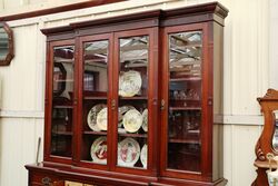 Antique Mahogany Breakfront 4 Door Secretaire Bookcase