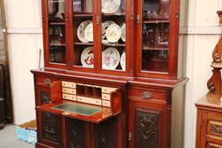 Antique Mahogany Breakfront 4 Door Secretaire Bookcase