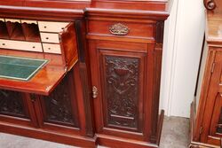 Antique Mahogany Breakfront 4 Door Secretaire Bookcase