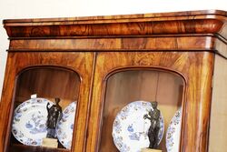 Antique Victorian Walnut 2 Door Round Cornered Bookcase 