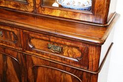 Antique Victorian Walnut 2 Door Round Cornered Bookcase 