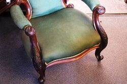 Antique Victorian Mahogany Open Arm Gents Chair 