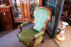 Antique Victorian Mahogany Open Arm Gents Chair 