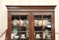 Antique 1920and39s English Oak 2 Door Bookcase