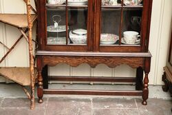 Antique 1920and39s English Oak 2 Door Bookcase