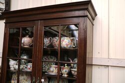 Antique 1920and39s English Oak 2 Door Bookcase